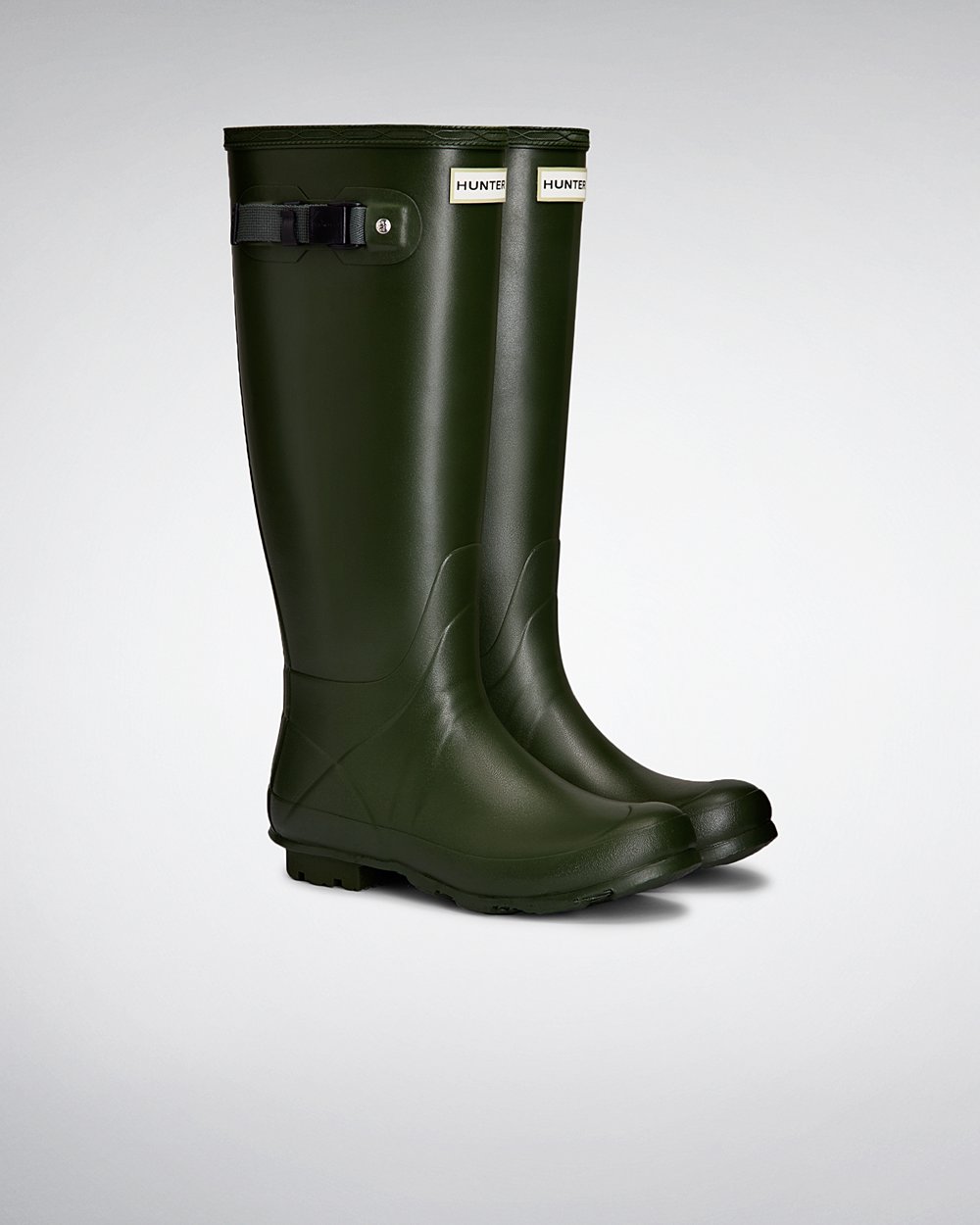 Botas de Lluvia Altas Hunter Mujer - Norris Field Neoprene Lined - Verdes - WFRJCGD-03